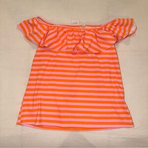 NWOT - Cato Orange and Pink Striped Off-Shoulder Top